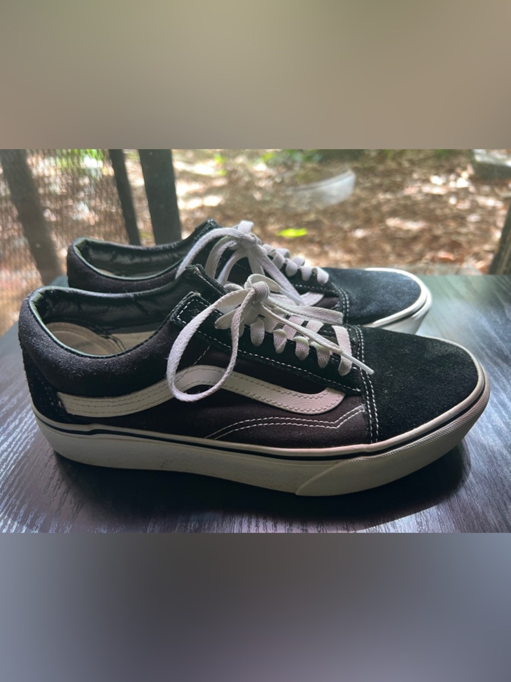 Vans Old Skool Platform Sneakers - Black/White - Size 9